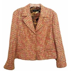 Escada Multicolor Tweed Blazer Y2K 90s Vintage Barbie Jacket Chanel